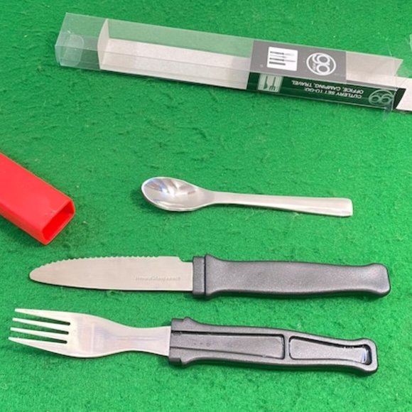 new cutlery set to go, office, camping, travel, Fork, knife and spoon 3 in 1 pla - Picture 2 of 8